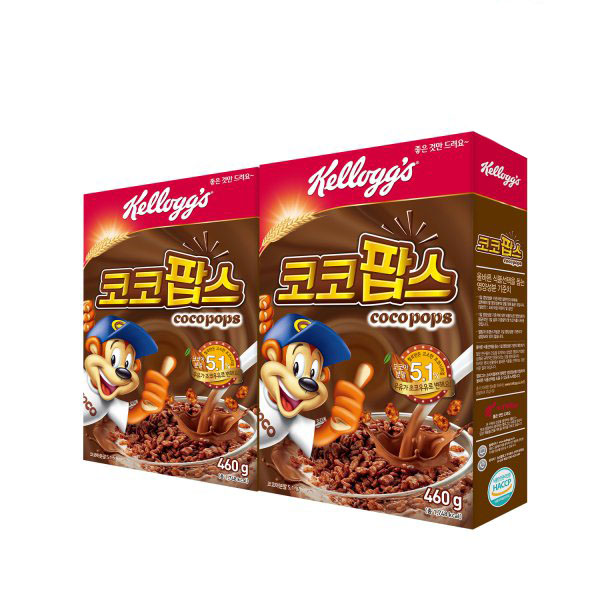 켈로그 코코팝스 460g 2팩 초코맛 시리얼 씨리얼 한끼 영양 식사 대용 캘로그