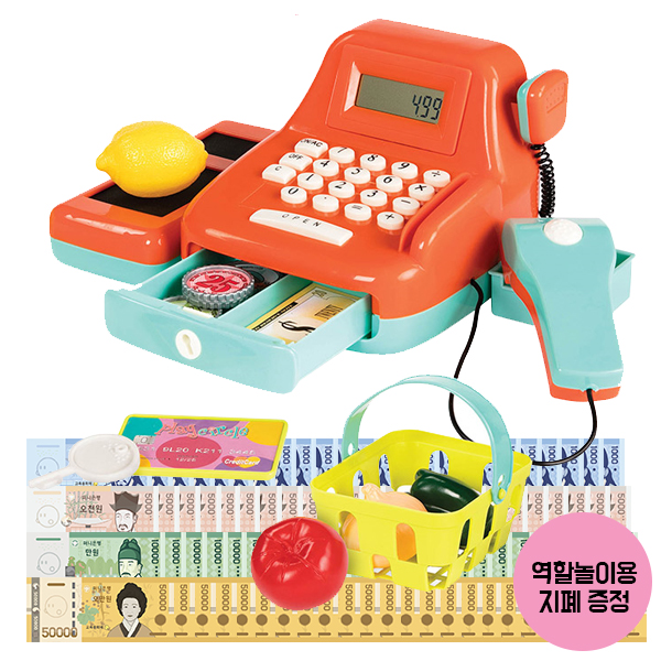 플레이서클 시장놀이 계산기세트 밧핫 계산대놀이 (지폐 추가증정) (온라인판매금지)