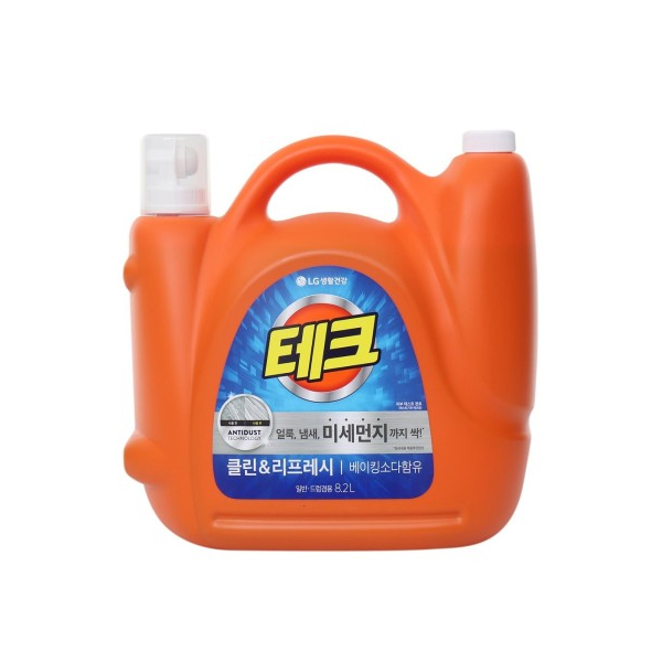 LG생활건강 테크 클린&리프레시 베이킹 액체 세탁 빨래 액상 세제 8.2L